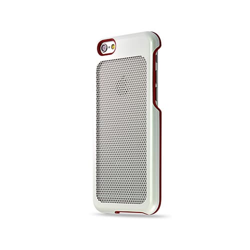 iPhone6_6s Case_Stainless Steel_White Dot with Red Plastic
